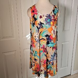 Nina Leonard Multicolor Floral Shift Dress, With Pockets. NWT